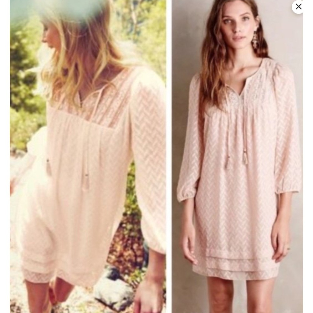 One September Tunic Dress Bohemian Lace Trim Long Sleeve‎ Casual Medium
